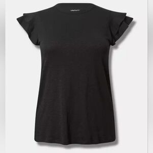 Torrid Black Flutter Sleeve Tee